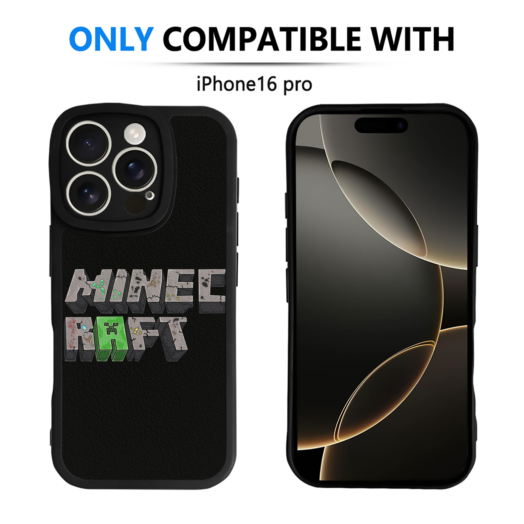 （画像用） マインクラフト ブロックの世界 Minecraft MC Block world 【iPhone 16シリーズ対応】シリコンスマホケース（レザー調） 材質：シリコン